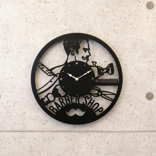 【壁掛時計】レーザーカットメタルサインウォールクロック [BARBER SHOP]