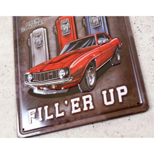 アンティークメタルエンボスプレート　S FILLER UP