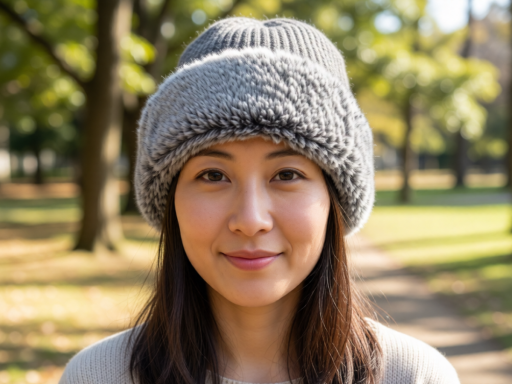 腰ファーニット帽子