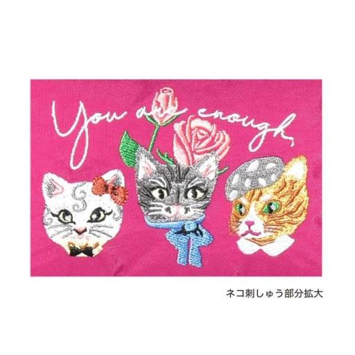 定番2025 新作 ポーチ 猫 刺繍 化粧ポーチ 小物入れ 3連ファスナー 3連ポケット ポーチ