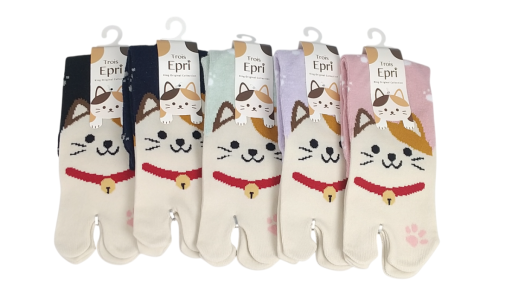 【日本製足袋ソックス】　猫　フロント柄