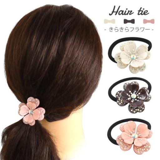 百貨店でも販売されていました♪　ヘアアクセサリー♪ヘアゴム　きらきらフラワー