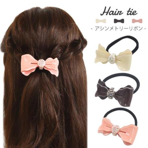 百貨店でも販売されていました♪　ヘアアクセサリー♪ヘアゴム アシンメトリーリボン