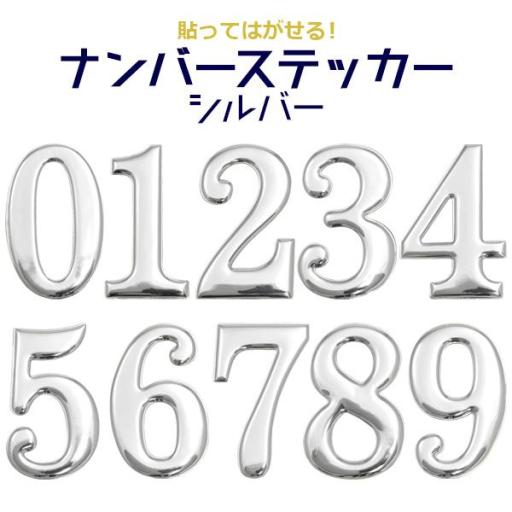 貼ってはがせる！　ナンバーステッカー　シルバー